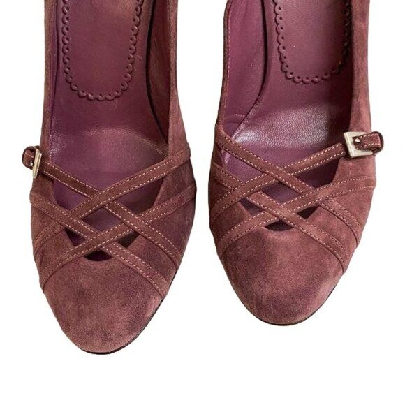 New Prada mauve suede buckle strap pumps size 38.5‎ - Picture 4 of 9